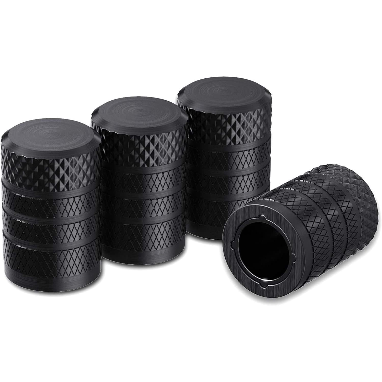 Knurled Aluminum Valve Stem Caps (Set of 4)